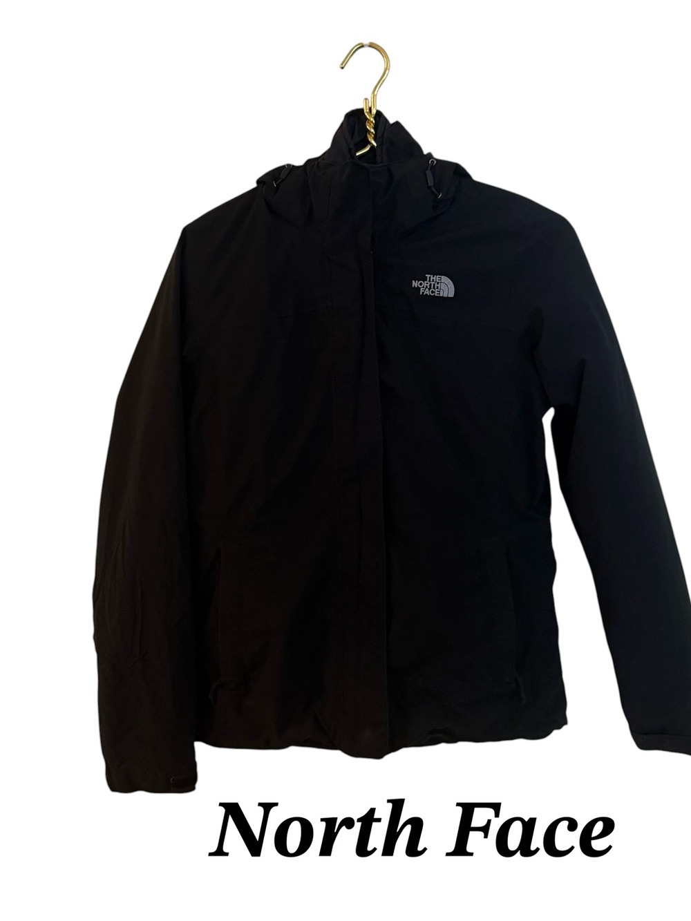The North Face Black Hooded womens jacket Size S/P